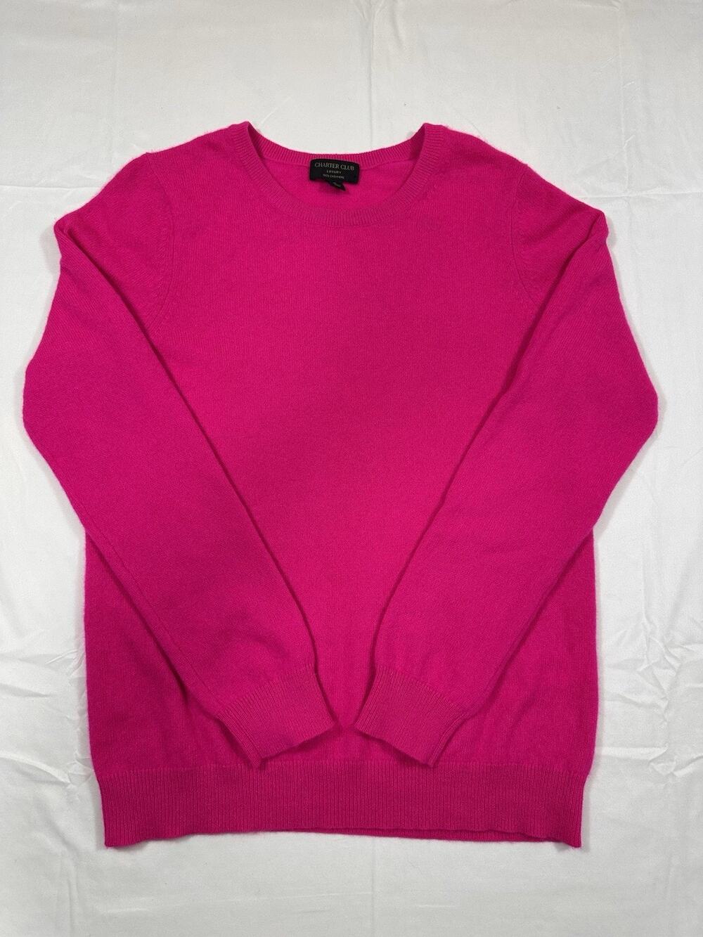 Charter Club Luxury Hot Pink 100% Cashmere Crewneck Sweater Women’s Medium